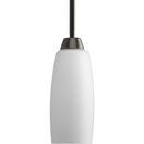 Progress Lighting Antique Bronze 100W 1-Light Mini Pendant with Elegant Arm and Etched Glass 