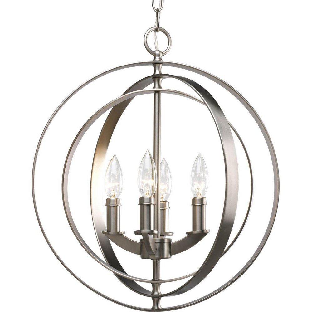 Progress Lighting Burnished Silver 4 Light 60W Sphere Foyer Lantern with Pivoting Interlocking Rings 