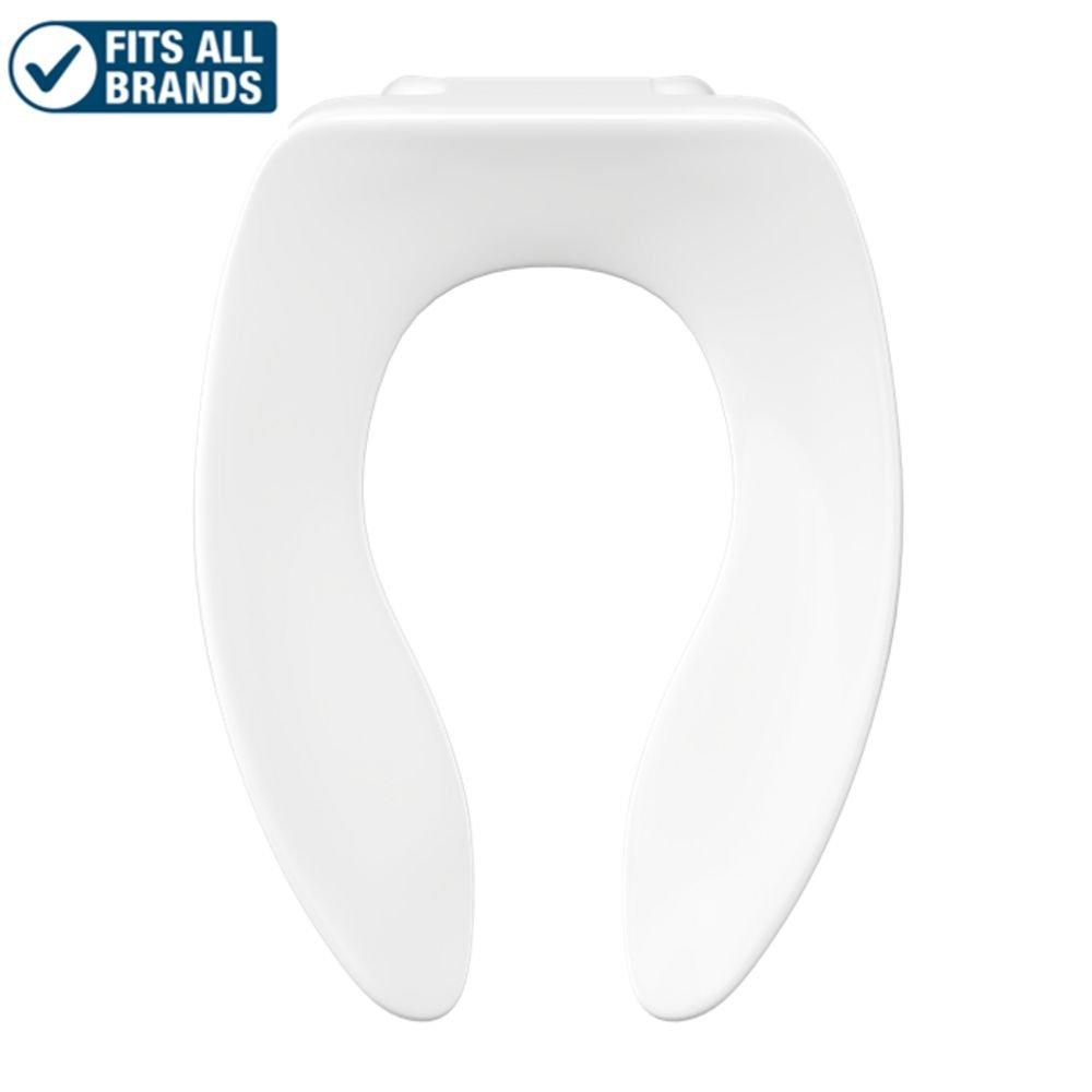 PROFLO&reg; White Plastic Elongated Open Front Less Cover Toilet Seat 