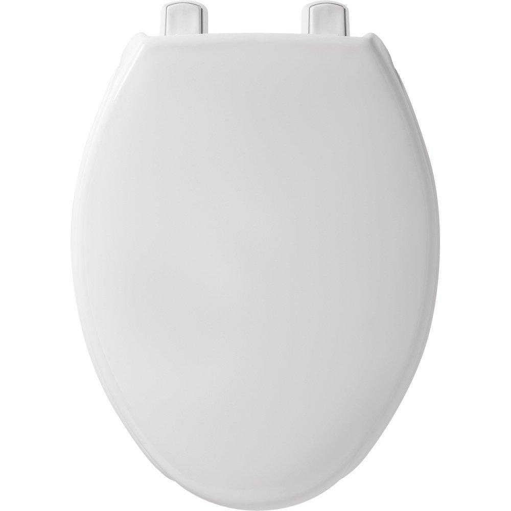 Bemis White Elongated Open Front Toilet Seat with Cover 
