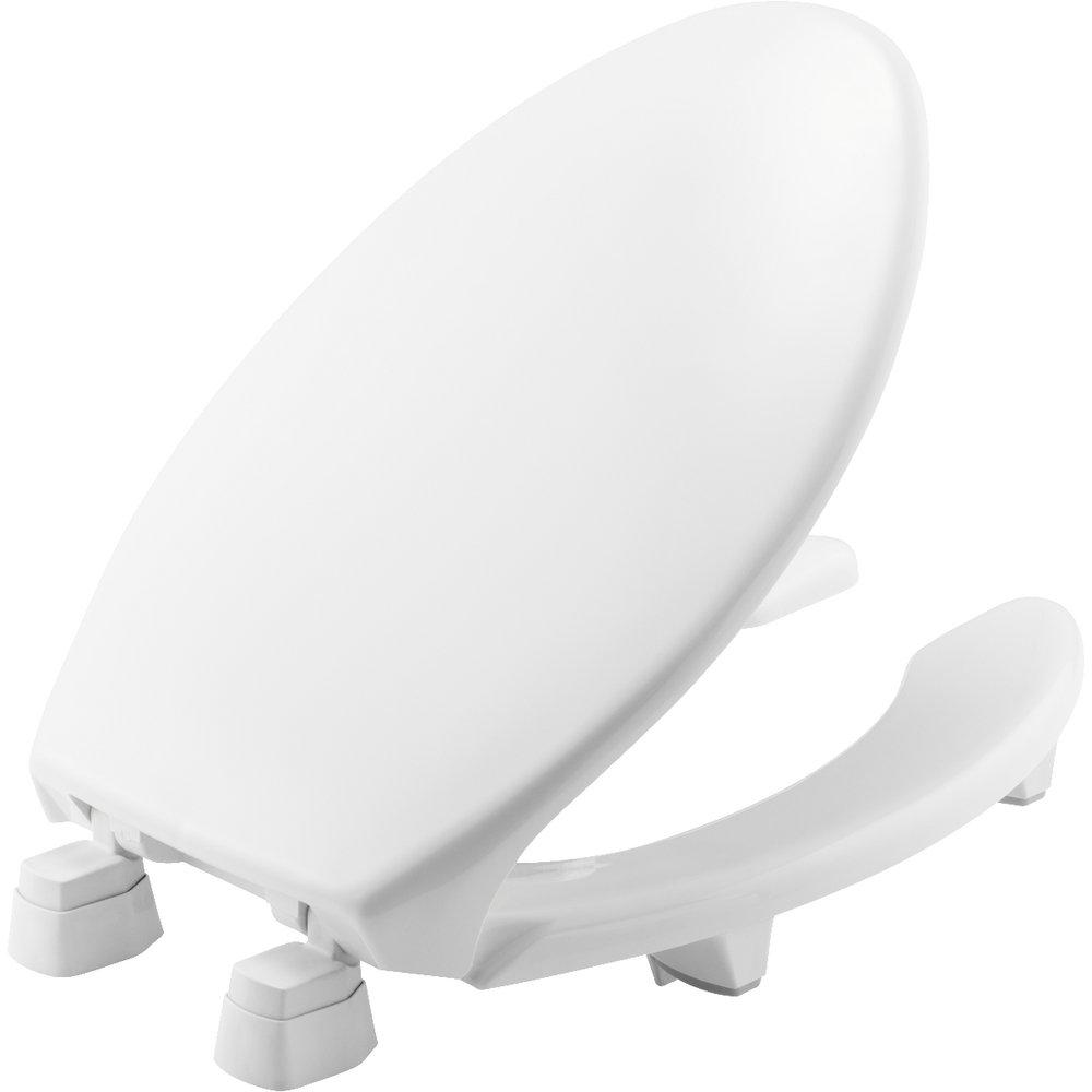 Bemis White Elongated Open Front Toilet Seat with Cover 