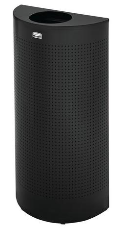 12 gal Half Round Open Top Waste Container in Textured Black