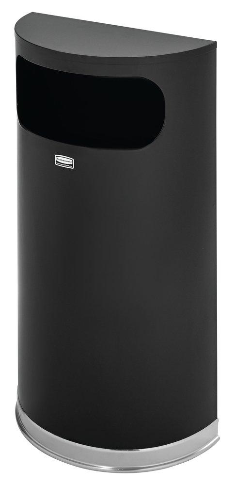 Rubbermaid Black 9 gal Half Round Side Open Receptacle Top Waste Container 