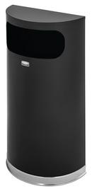 Rubbermaid Black 9 gal Half Round Side Open Receptacle Top Waste Container 