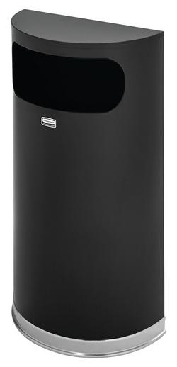 9 gal Half Round Side Open Receptacle Top Waste Container in Black