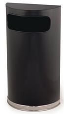 9 gal Half Round Side Open Receptacle Top Waste Container in Black