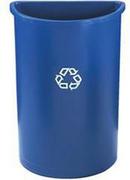 28-63/100 x 21 x 12 in. 21 gal Resin Half Round Recycling Container in Blue