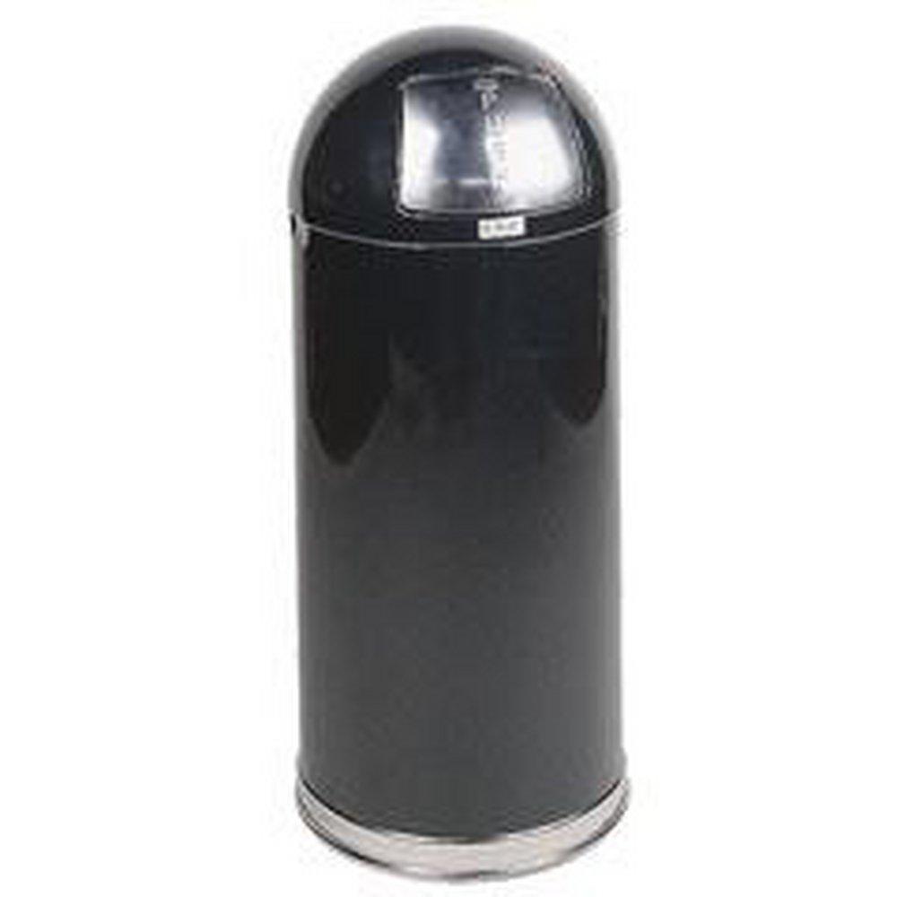 Rubbermaid Black 15 in. 15 gal Metal Round Top Trash Can 