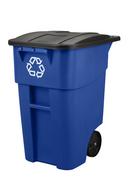 Rubbermaid Blue 50 gal Recycled Rollout Container with Lid 