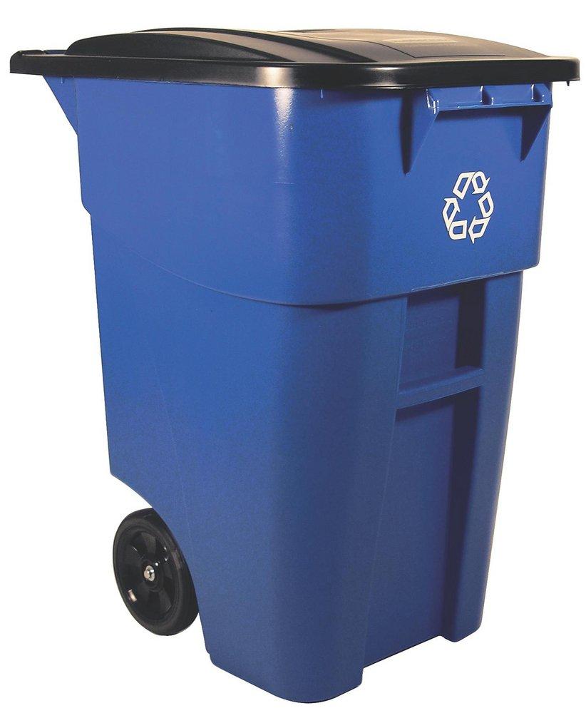 Rubbermaid Blue 50 gal Recycled Rollout Container with Lid 
