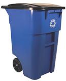 Rubbermaid Blue 50 gal Recycled Rollout Container with Lid 