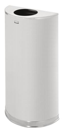 12 gal Half Round Open Receptacle Top Waste Container in Stainless Steel