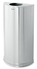 12 gal Half Round Open Receptacle Top Waste Container in Stainless Steel