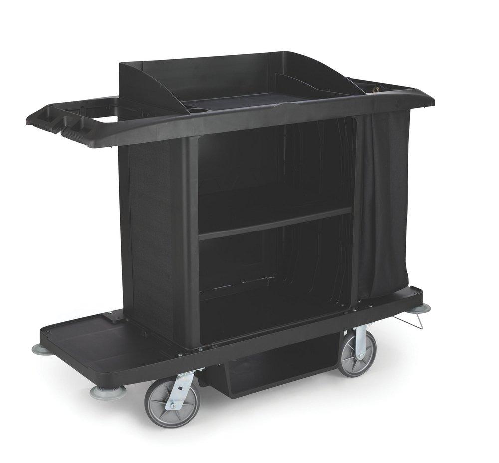 Rubbermaid Black 60 in. Housekeeping Cart with Vinyl Bag 