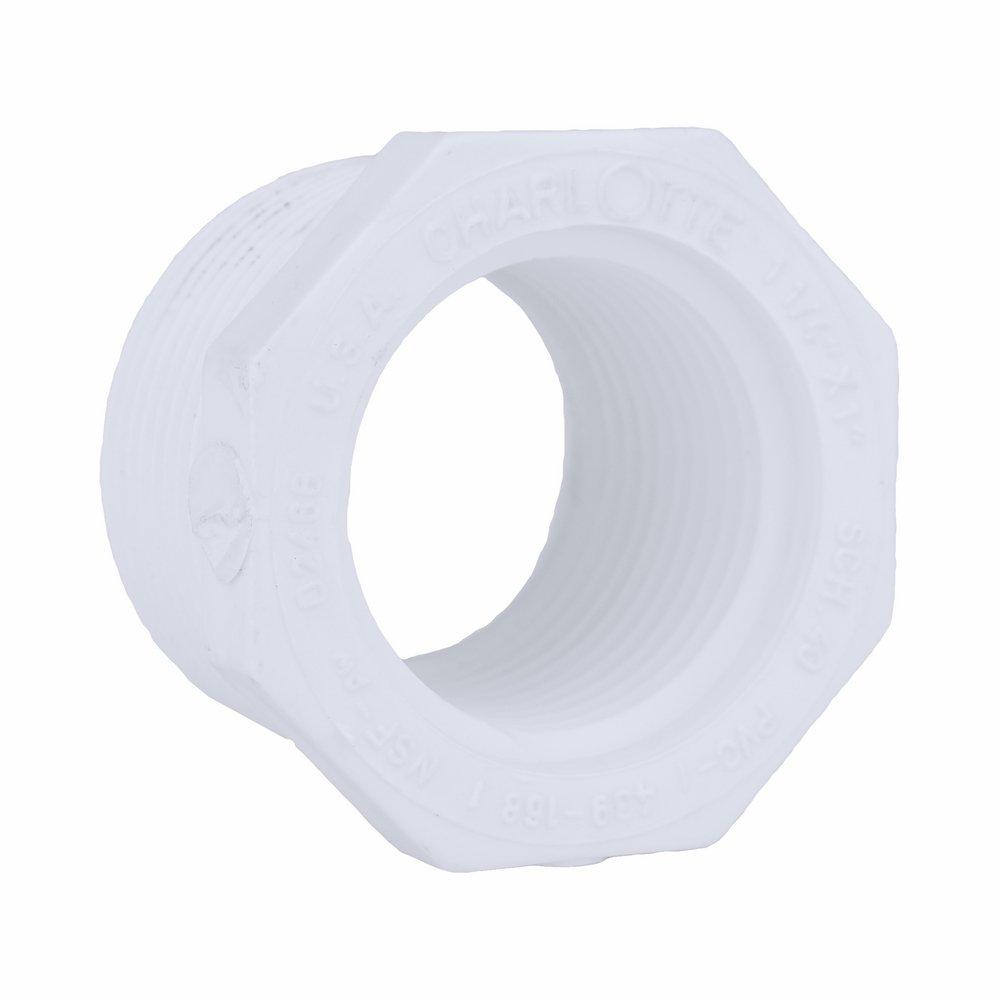 White PVC Schedule 40 Male x Female Threaded Bushing 
