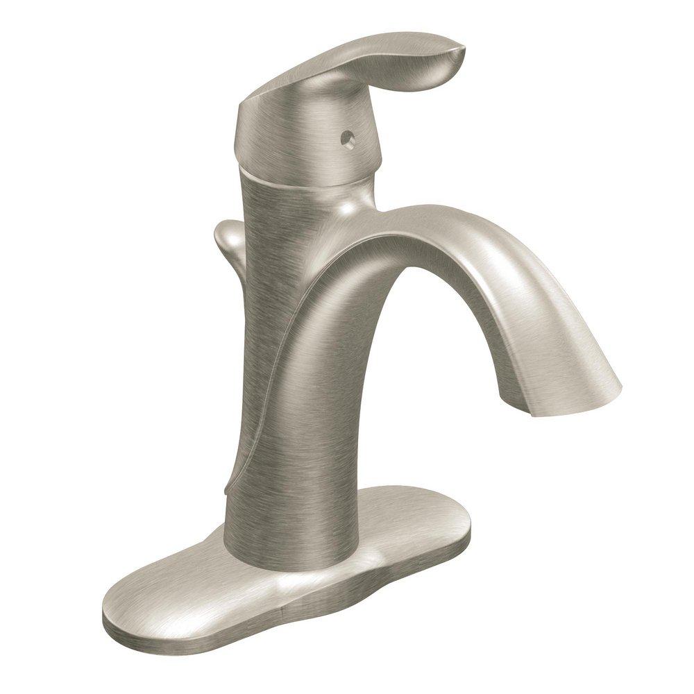 Moen Brushed Nickel Single Handle Monoblock Bathroom Sink Faucet 