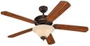 52 in. Quality Pro Deluxe Ceiling Fan in Roman Bronze With White Faux Alabaster Glass