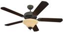 52 in. Quality Pro Deluxe Ceiling Fan in Roman Bronze With Champagne Scavo Glass