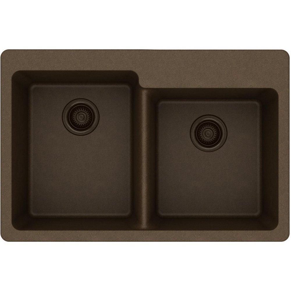 Elkay Mocha 33 x 22 in. No Hole Composite Double Bowl Drop-in Kitchen Sink 
