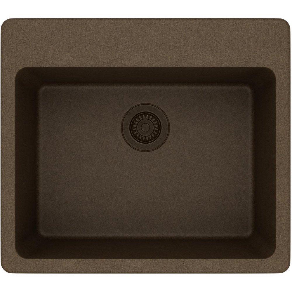 Elkay Mocha 25 x 22 in. No Hole Composite Single Bowl Drop-in Kitchen Sink 