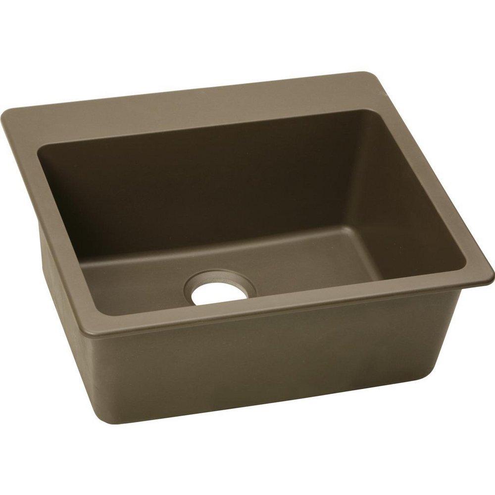 Elkay Mocha 25 x 22 in. No Hole Composite Single Bowl Drop-in Kitchen Sink 