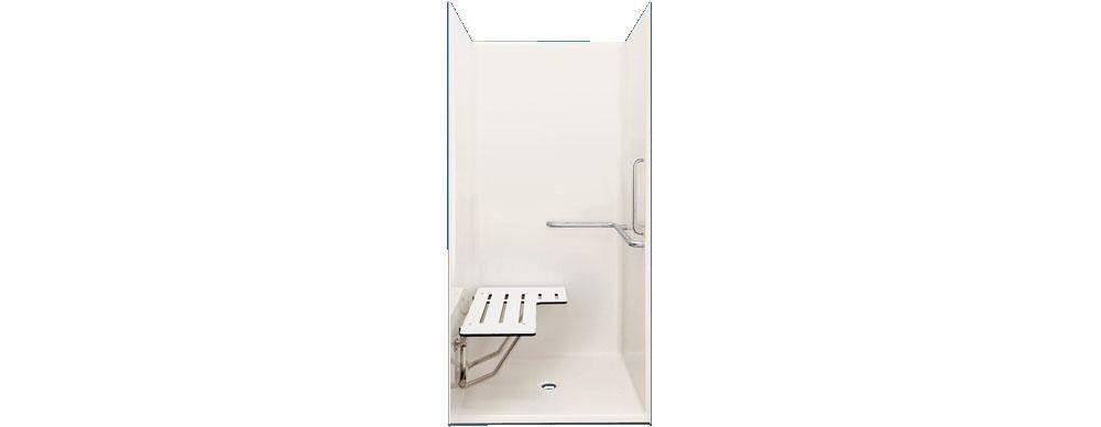 Fiber-Fab White 38 in. Low Profile Shower with Left-Hand Valve And Right-Hand Seat 