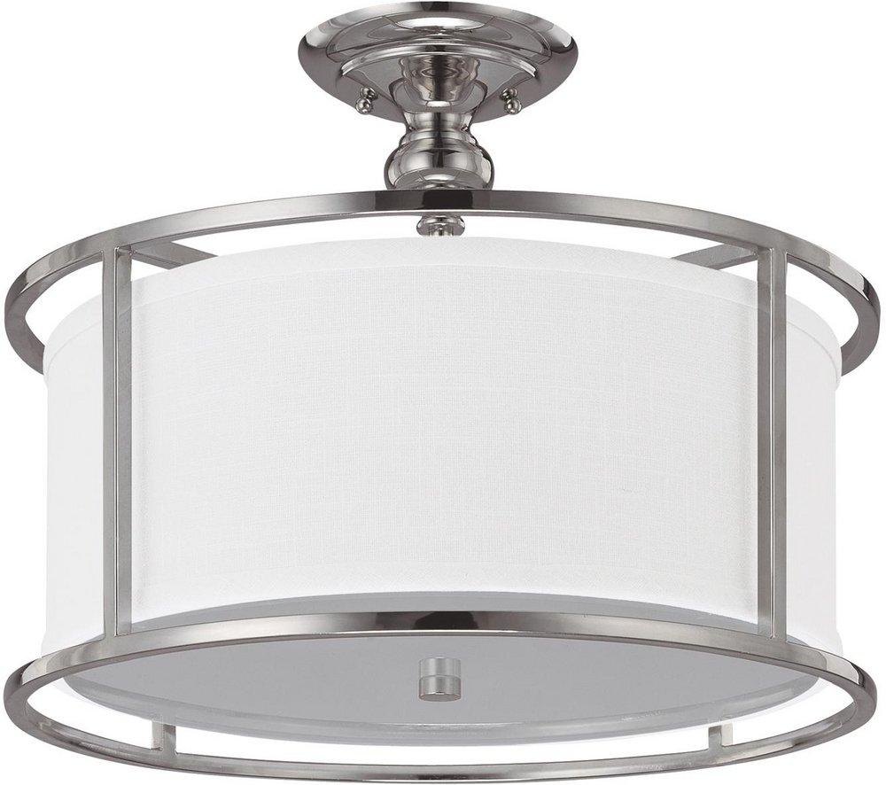 Capital Lighting Polished Nickel 3-Light Semi-Flush Ceiling Fixture 