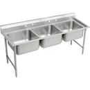 4-Hole 3-Bowl Stainless Steel Scullery Sink in Satin