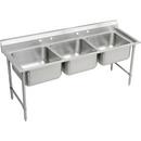 Elkay Satin Stainless Steel 4-Hole 3-Bowl Stainless Steel Scullery Sink 