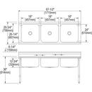 Elkay Satin Stainless Steel 4-Hole 3-Bowl Stainless Steel Scullery Sink 