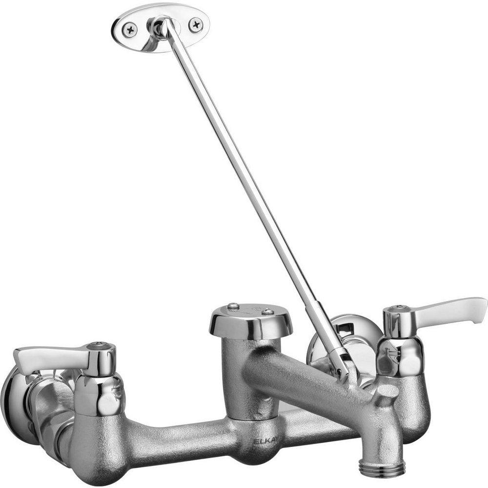 Elkay Polished Chrome Two Lever Handle Wall Mount Service Faucet 