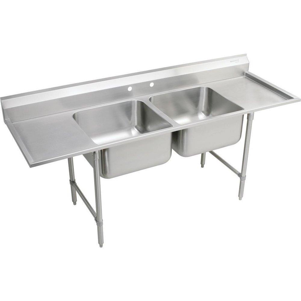 Elkay Buffed Satin 2-Basin Floor Mount Scullery Sink 