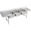4-Hole 3-Bowl 2-Drainboard Stainless Steel Scullery Sink in Satin