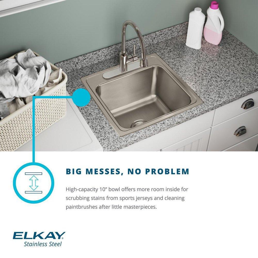 Elkay Brushed Satin 20 x 20 in. Drop-in Laundry Sink 