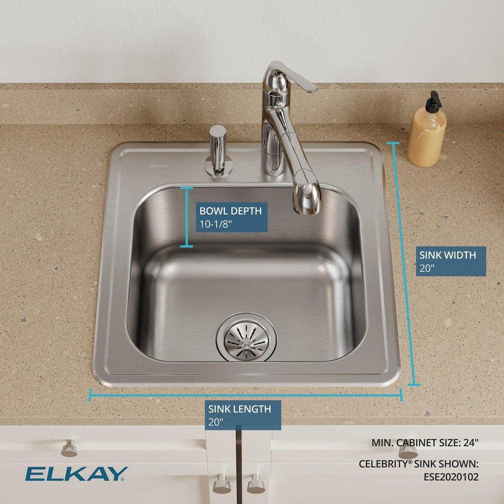 Elkay Brushed Satin 20 x 20 in. Drop-in Laundry Sink 