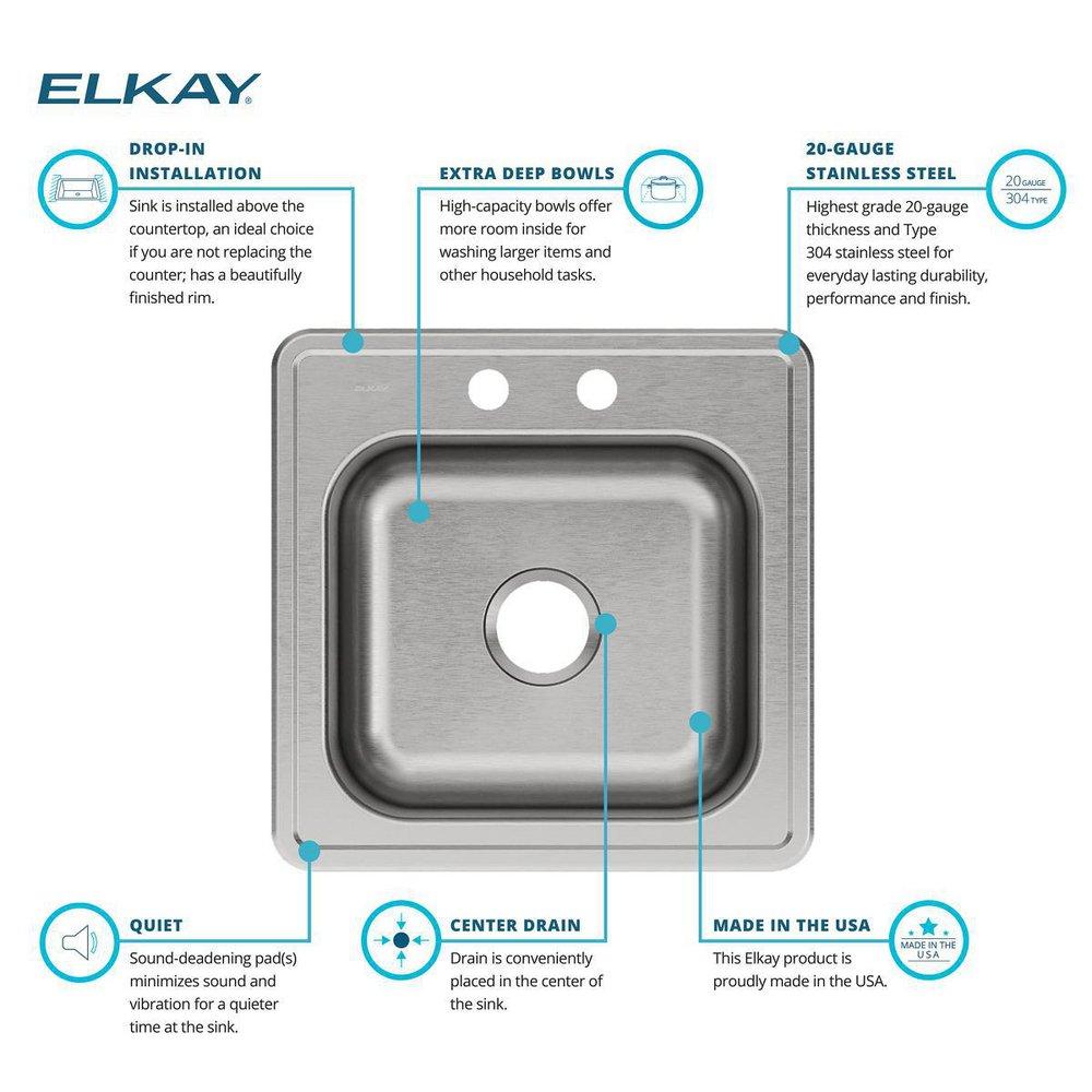 Elkay Brushed Satin 20 x 20 in. Drop-in Laundry Sink 