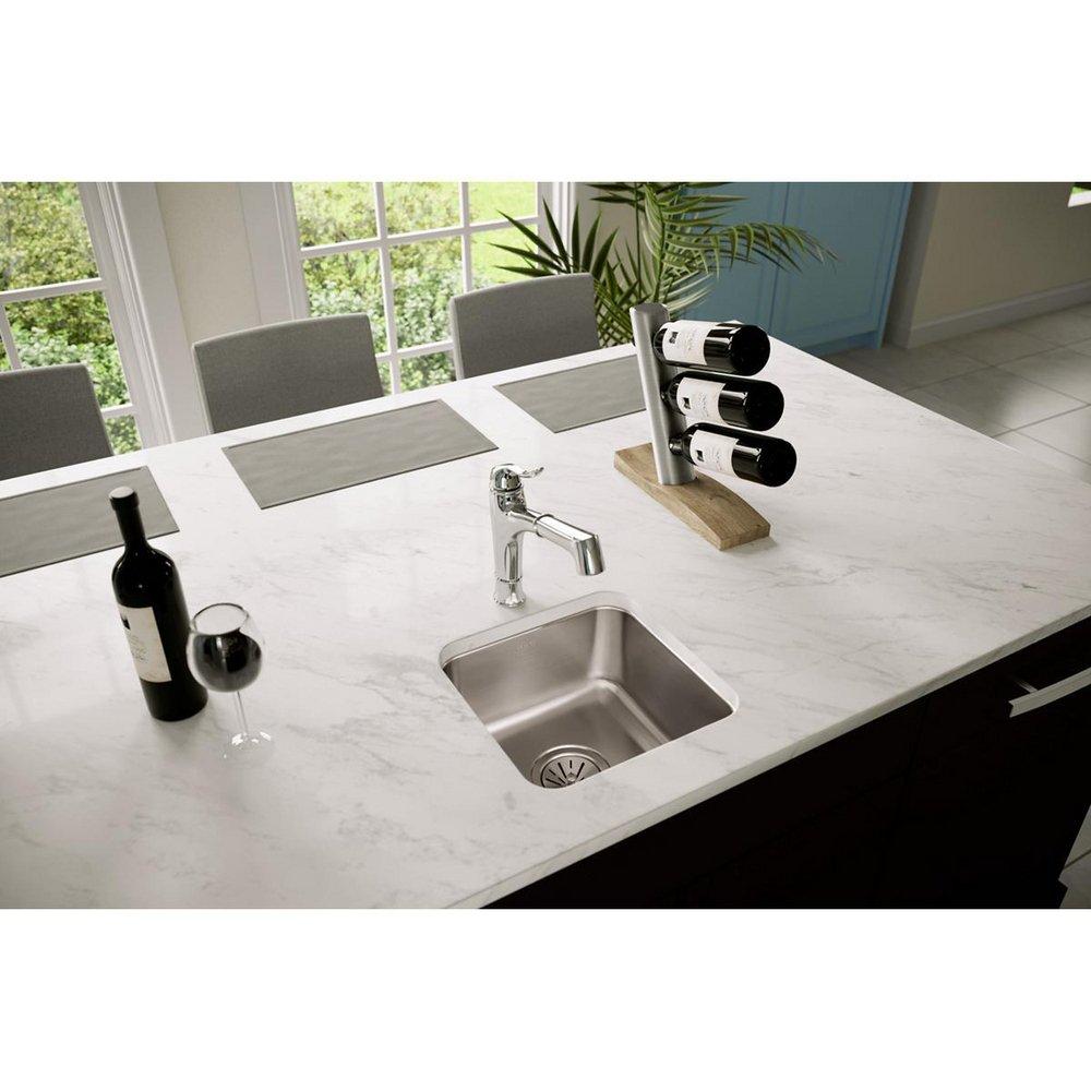 Elkay Lustrous Satin 14-1/2 x 14-1/2 in. Undermount Stainless Steel Bar Sink 
