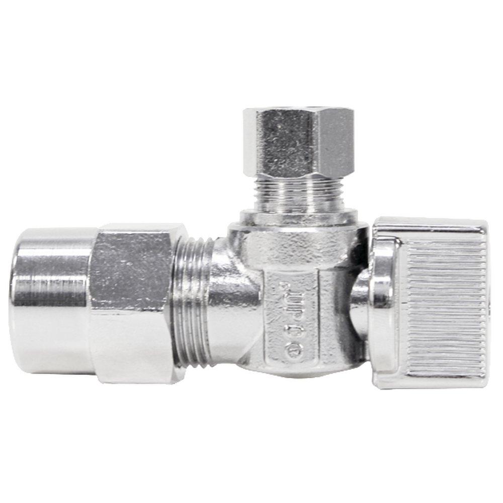 NIBCO Chrome Plated Solvent Weld x Compression Lever Handle Angle Supply Stop Valve in Chrome Plated 