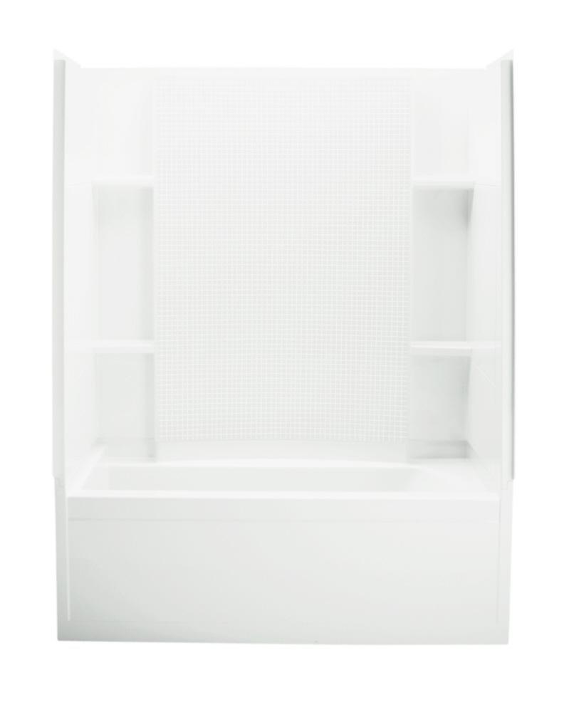 Sterling White 60 x 32 in. Vikrell Left Hand Drain Tub and Shower 