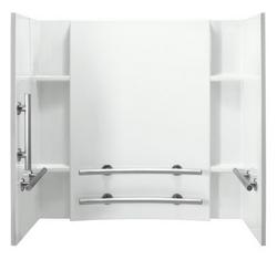60 x 32 x 55-1/4 in. Tub & Shower Wall in White