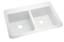 33 x 22 in 2-Bowl 4 Hole Kitchen Sink with Center Drain in Biscuit