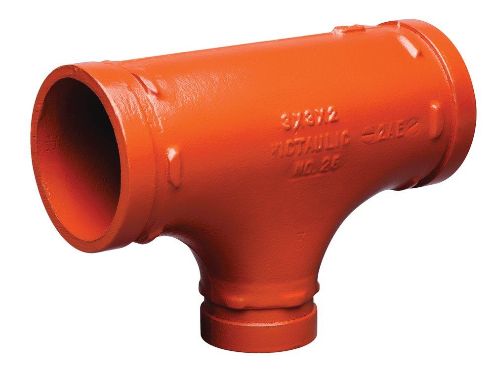 Victaulic Orange Grooved 1000 psi Painted Ductile Iron Tee 