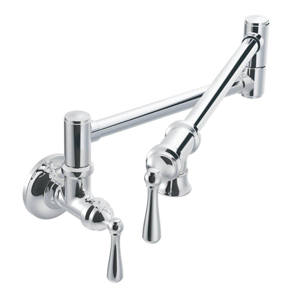 Moen Chrome 5.5 gpm 1 Hole Wall Mount Pot Filler with Double Lever Handle 