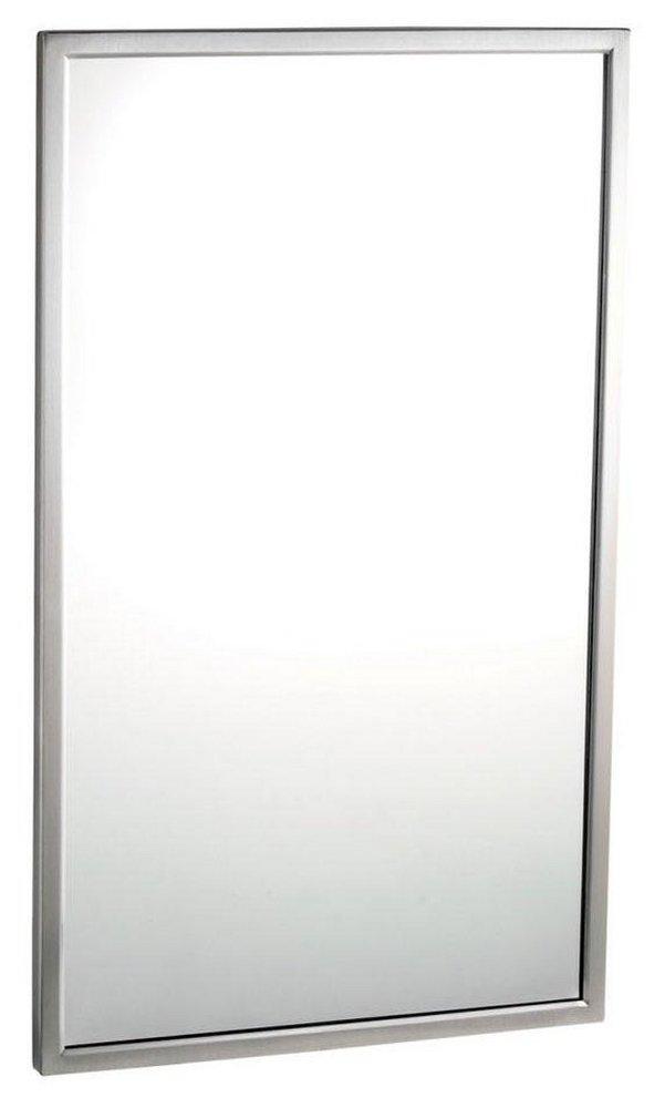 Bobrick Satin 18 in. Stainless Steel Frame Angle Glass Mirror 