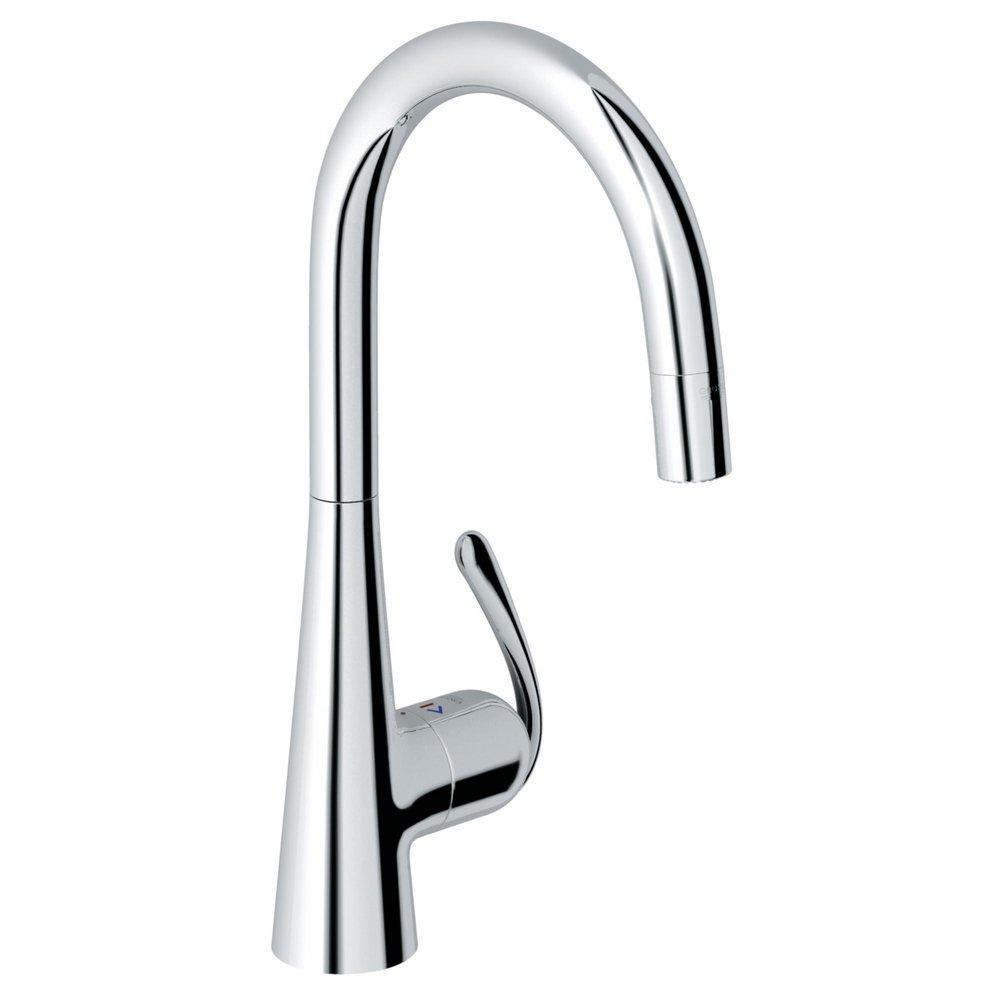 GROHE StarLight&reg; Chrome Single Handle Pull Out Kitchen Faucet 