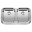 BLANCO Stainless Steel 33-3/8 x 18-1/2 in. No Hole Stainless Steel Double Bowl Undermount Kitchen Sink in Refined Brushed Stainless Steel