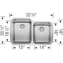 BLANCO Stainless Steel 32-3/8 x 20-1/2 in. No Hole Double Bowl Undermount Kitchen Sink 