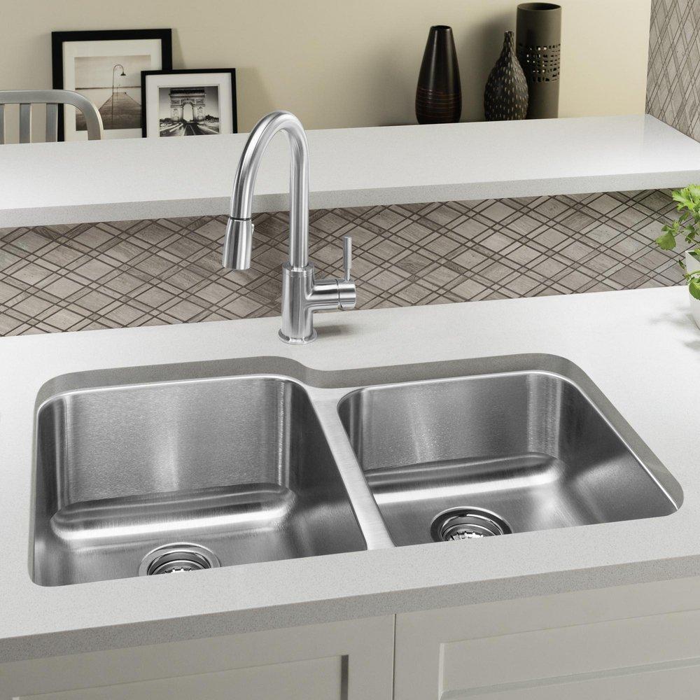 BLANCO Stainless Steel 32-3/8 x 20-1/2 in. No Hole Double Bowl Undermount Kitchen Sink 