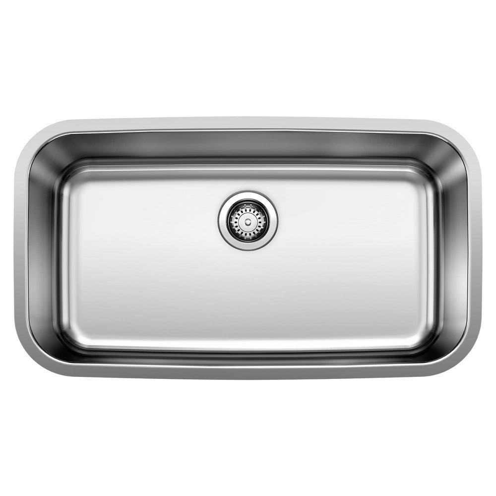 BLANCO Stainless Steel 28 x 18 in. No Hole Single Bowl Undermount Kitchen Sink 
