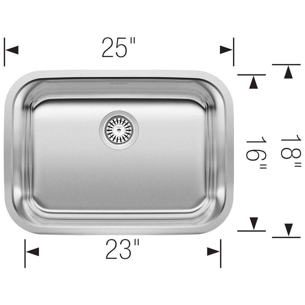 BLANCO Stainless Steel 25 x 18 in. No Hole Single Bowl Undermount Kitchen Sink 